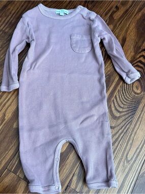 Bebe Organic Newborn Organic Mauve Ribbed Long-Sleeve One-Piece Jumpsuit